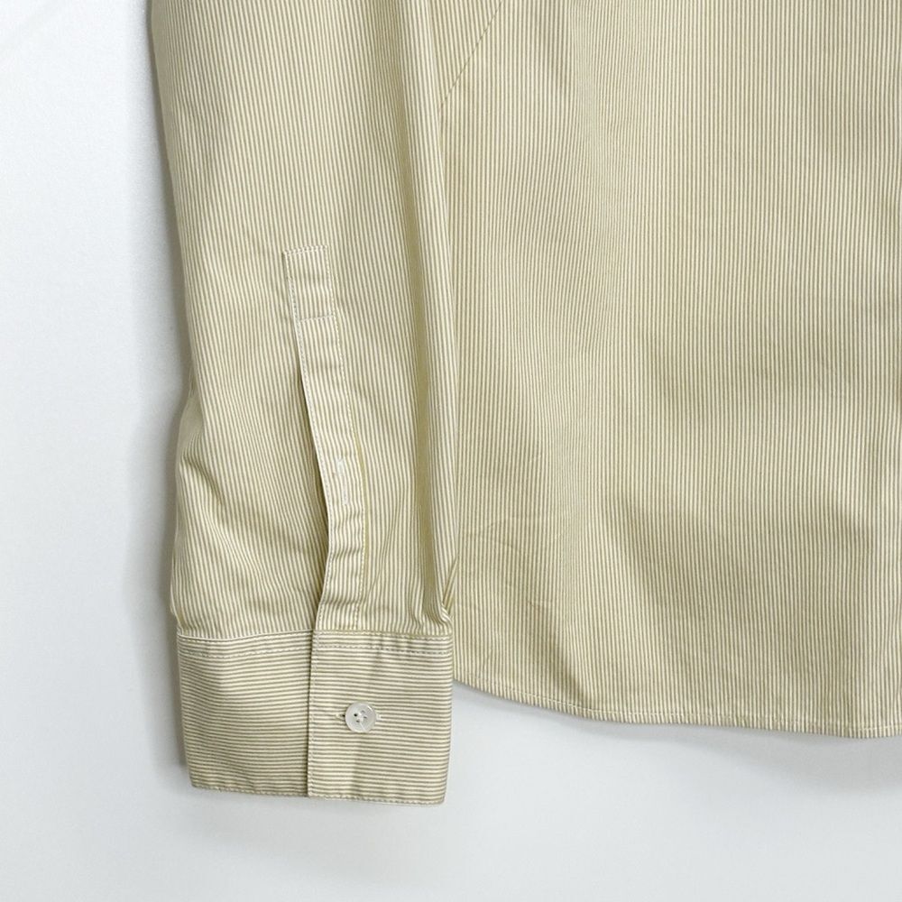 Lafayette 148 New York Button Down Top Striped Tan White Size 8 - Picture 5 of 9